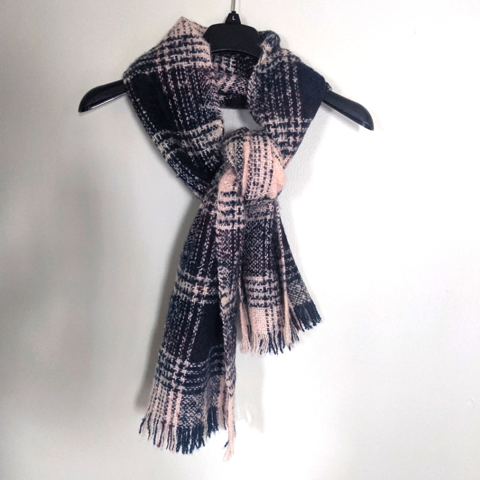 David & Young Knit Plaid Scarf